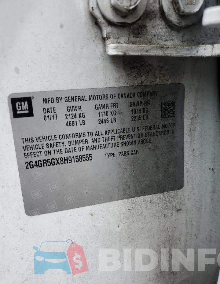 2G4GR5GX8H9158555 Photo# 12