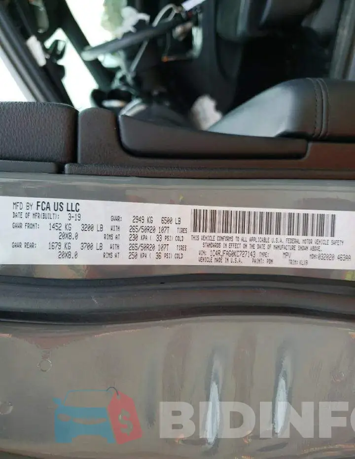 1C4RJFAG0KC727143 Photo# 12