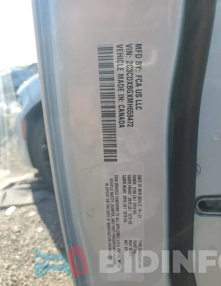 2C3CDXBGXMH659472 Photo# 12
