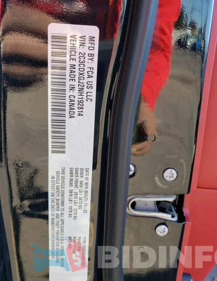 2C3CDXGJ2NH192814 Photo# 12