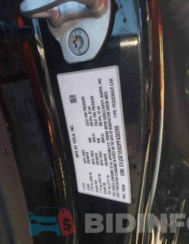 5YJ3E1EA5PF438286 Photo# 12