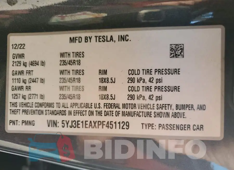 5YJ3E1EAXPF451129 Photo# 12