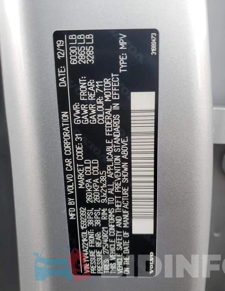 YV4A221K0L1592392 Photo# 12