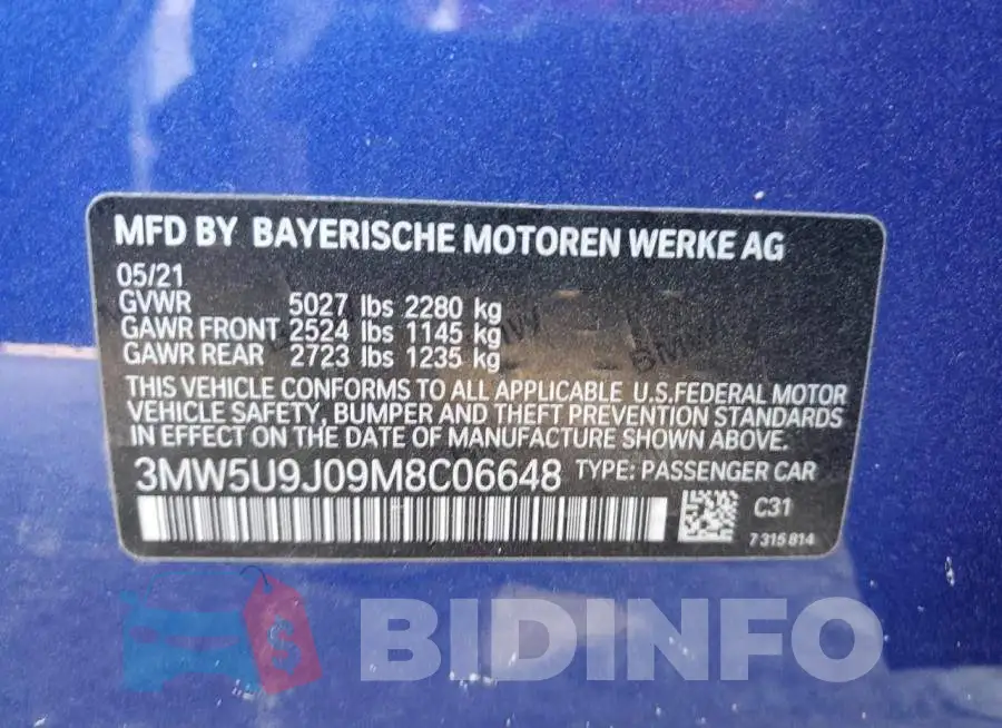 3MW5U9J09M8C06648 Photo# 12