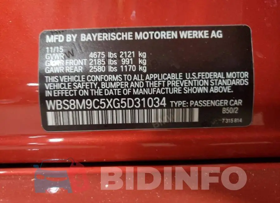WBS8M9C5XG5D31034 Photo# 12