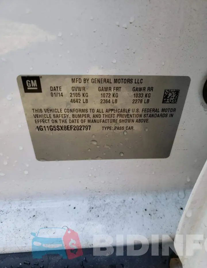 1G11G5SX8EF202797 Photo# 12