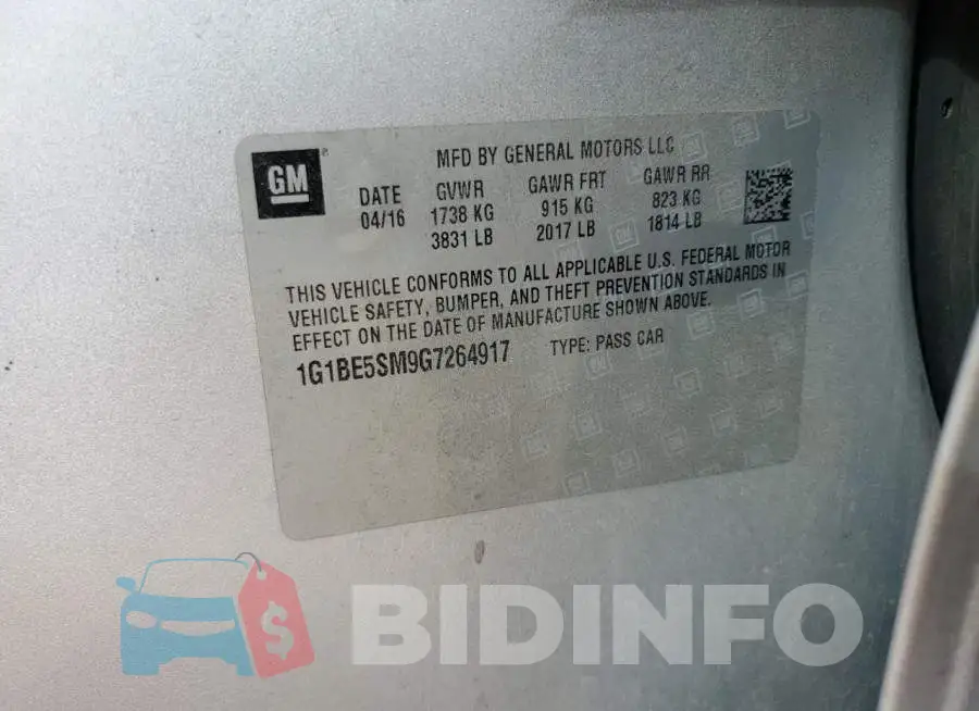 1G1BE5SM9G7264917 Photo# 13