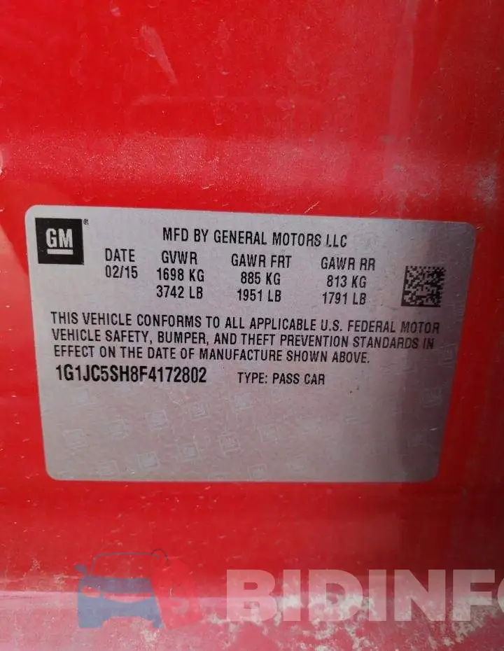 1G1JC5SH8F4172802 Photo# 12