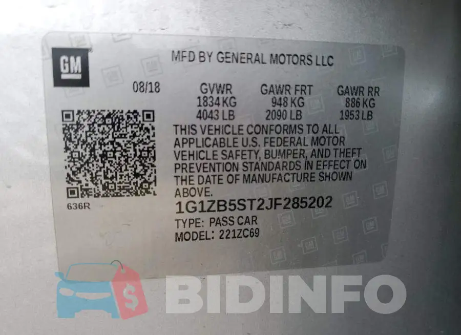 1G1ZB5ST2JF285202 Photo# 12