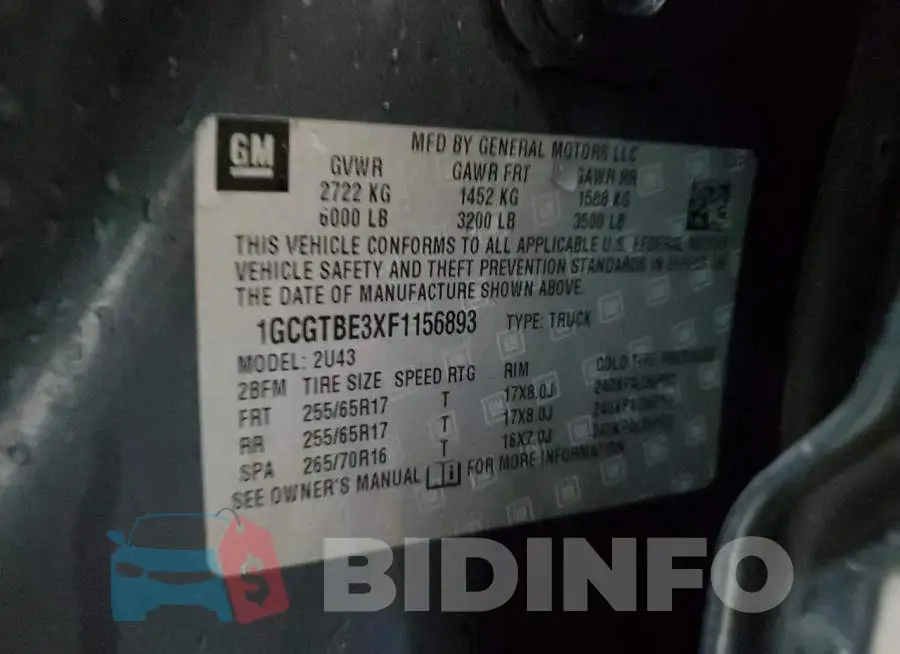 1GCGTBE3XF1156893 Photo# 12