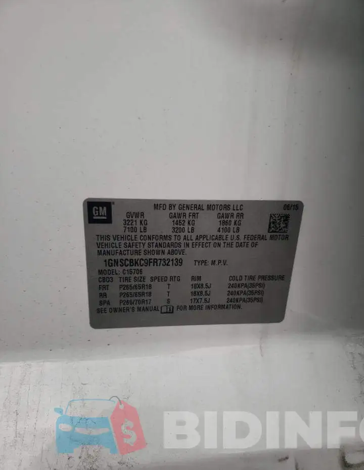 1GNSCBKC9FR732139 Photo# 13