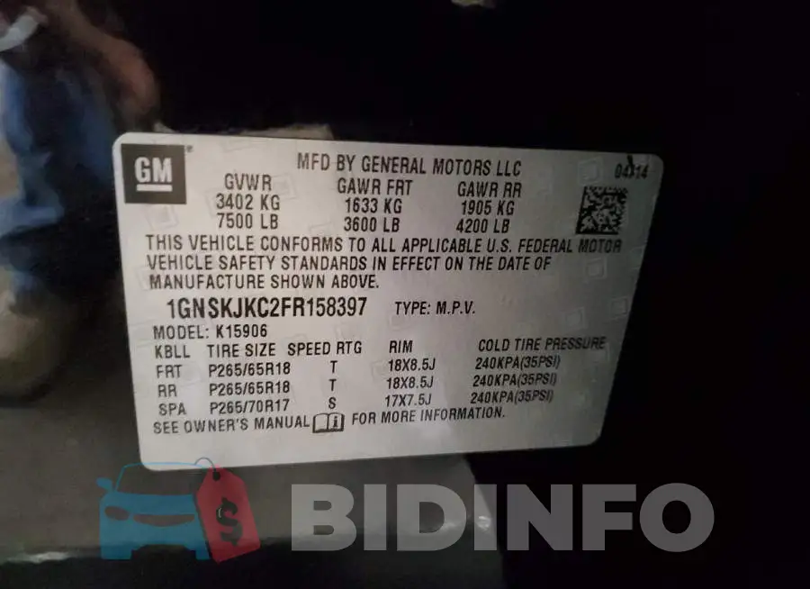 1GNSKJKC2FR158397 Photo# 12