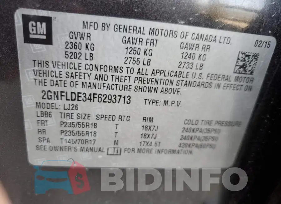 2GNFLDE34F6293713 Photo# 13