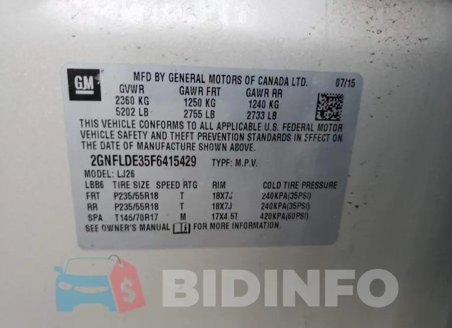 2GNFLDE35F6415429 Photo# 12