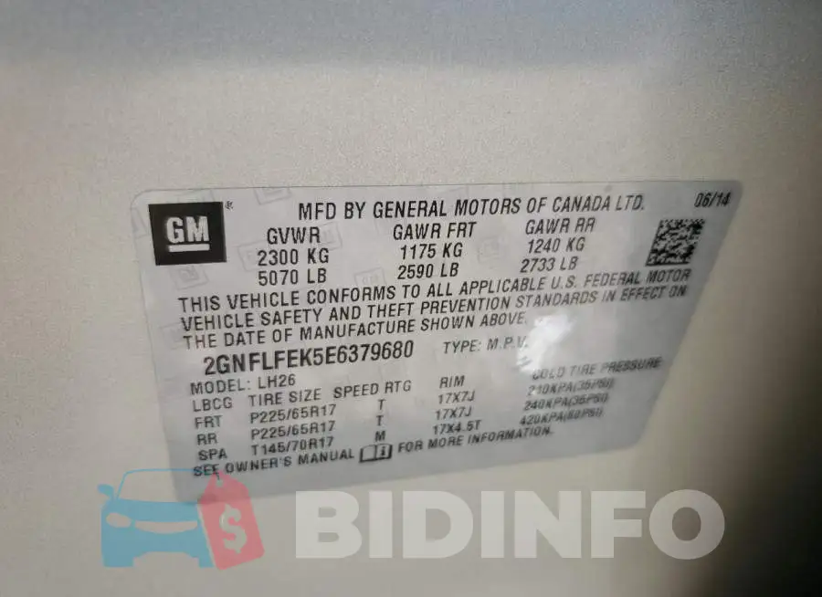 2GNFLFEK5E6379680 Photo# 12