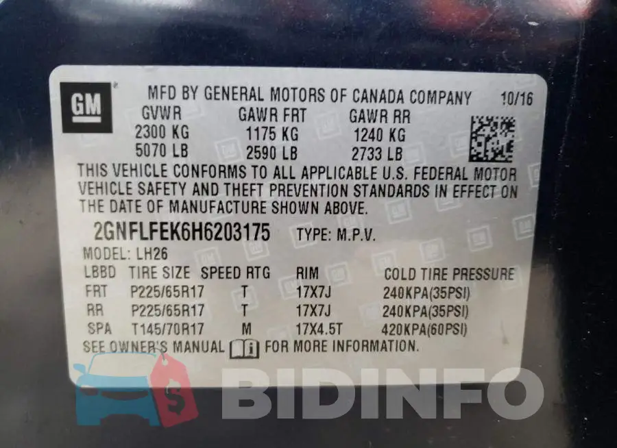 2GNFLFEK6H6203175 Photo# 13