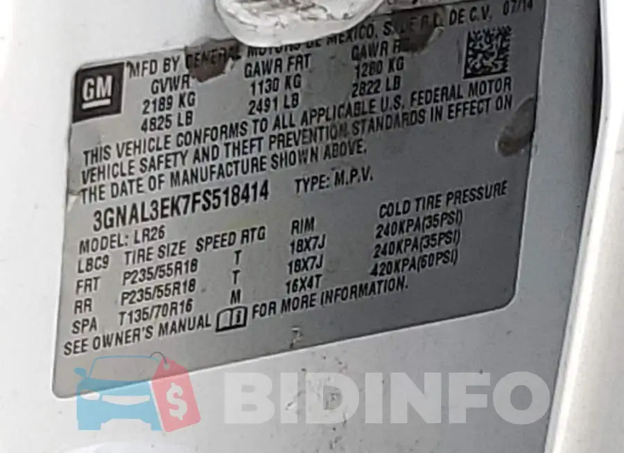 3GNAL3EK7FS518414 Photo# 12