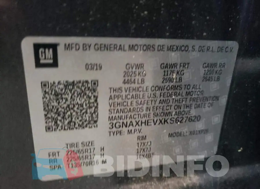 3GNAXHEVXKS627620 Photo# 10