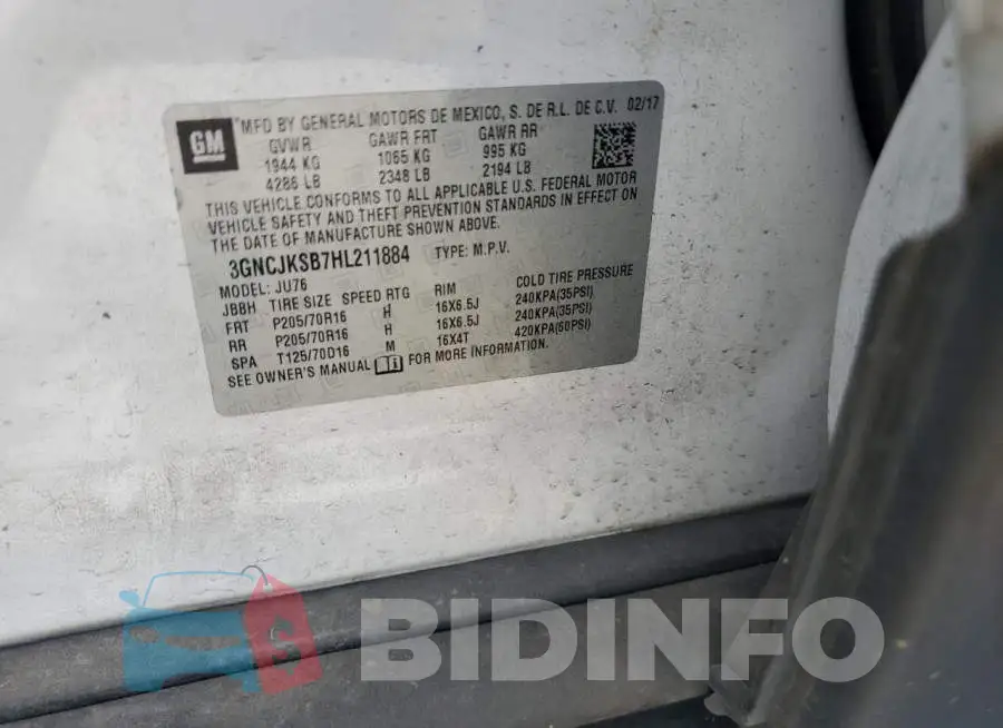 3GNCJKSB7HL211884 Photo# 13