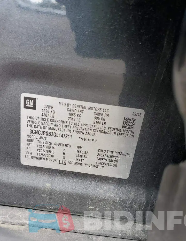 3GNCJPSB3GL147211 Photo# 12