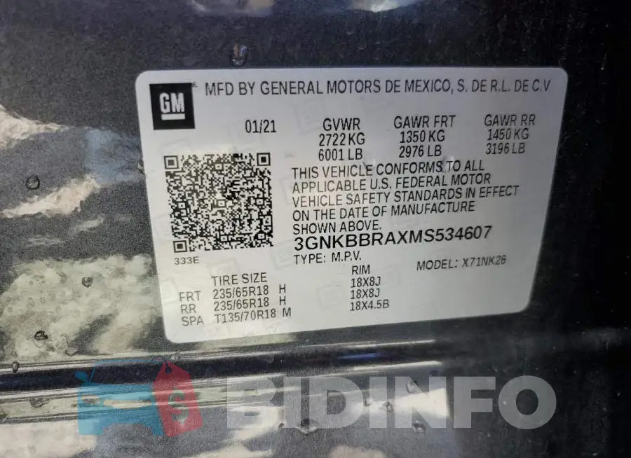 3GNKBBRAXMS534607 Photo# 13