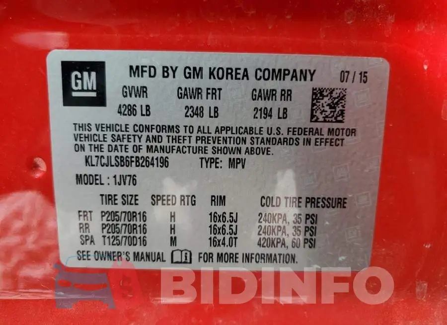 KL7CJLSB6FB264196 Photo# 13