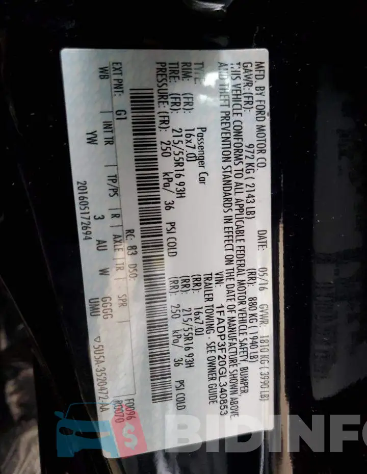 1FADP3F20GL340853 Photo# 12
