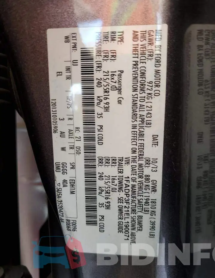 1FADP3F21EL190071 Photo# 12