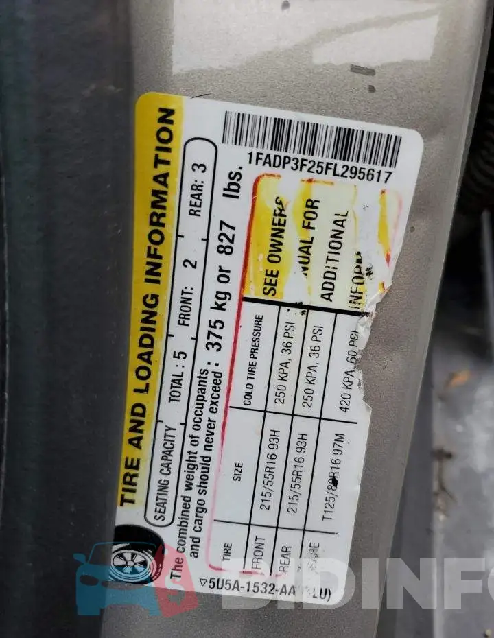 1FADP3F25FL295617 Photo# 12
