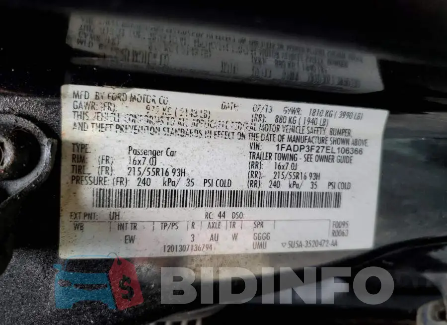 1FADP3F27EL106366 Photo# 12