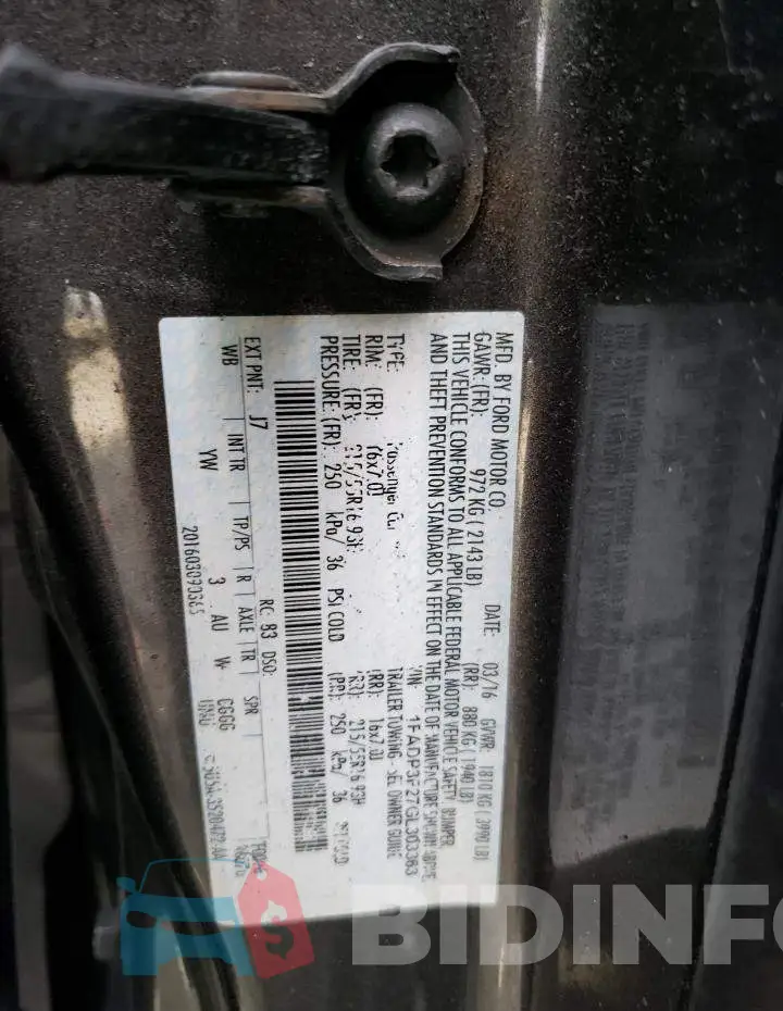 1FADP3F27GL303363 Photo# 12