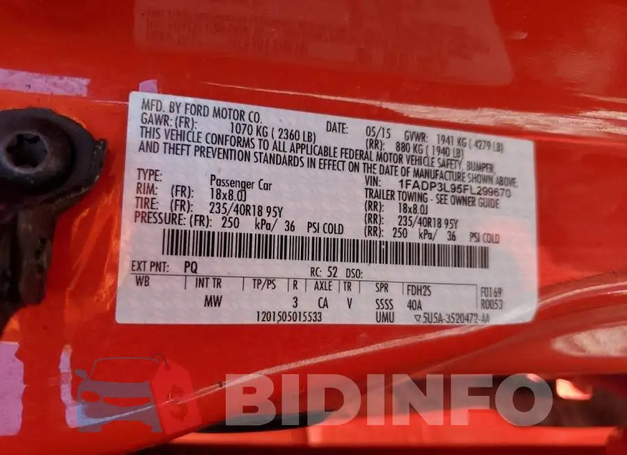1FADP3L95FL299670 Photo# 12