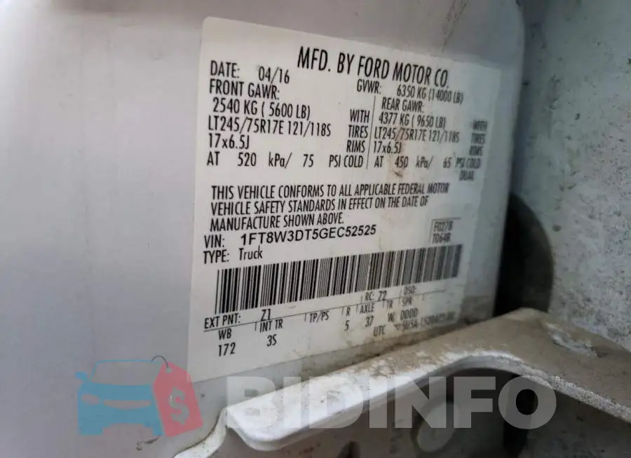 1FT8W3DT5GEC52525 Photo# 13