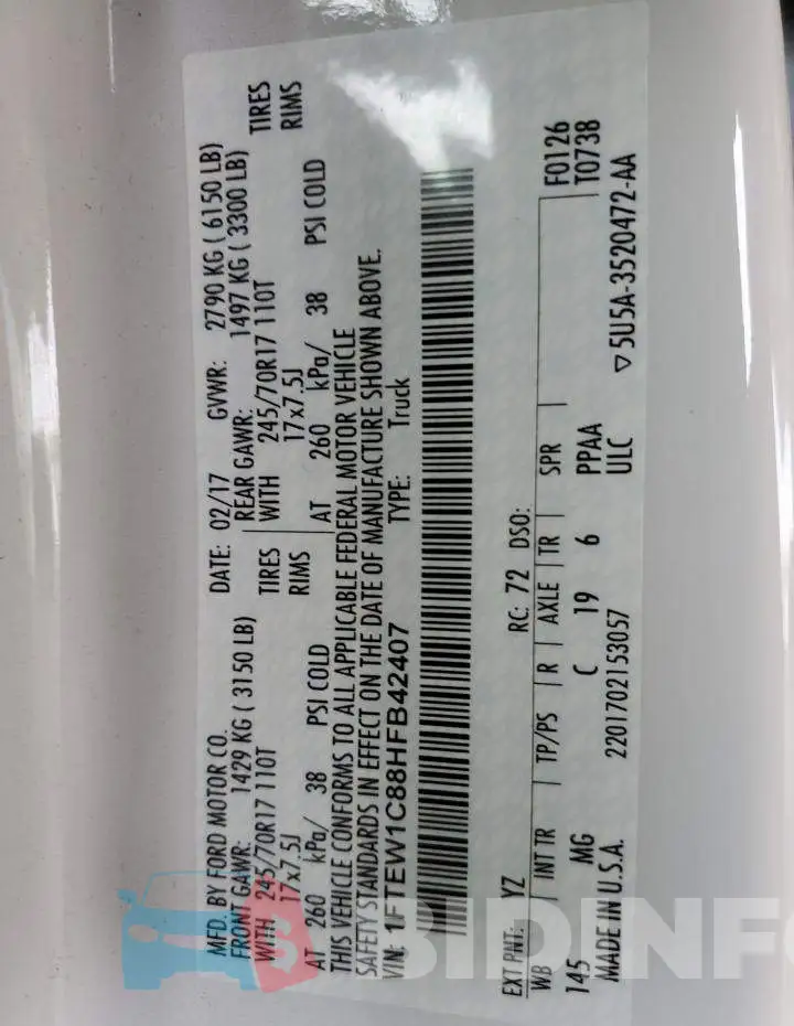 1FTEW1C88HFB42407 Photo# 12