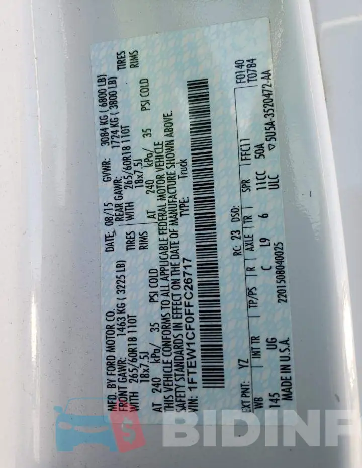 1FTEW1CF0FFC26717 Photo# 12