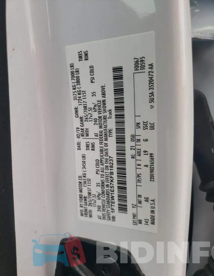 1FTEW1E57KFB18237 Photo# 12