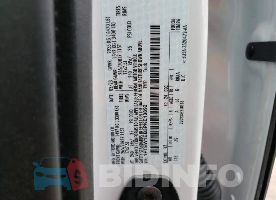 1FTEW1EB3PKE10892 Photo# 12