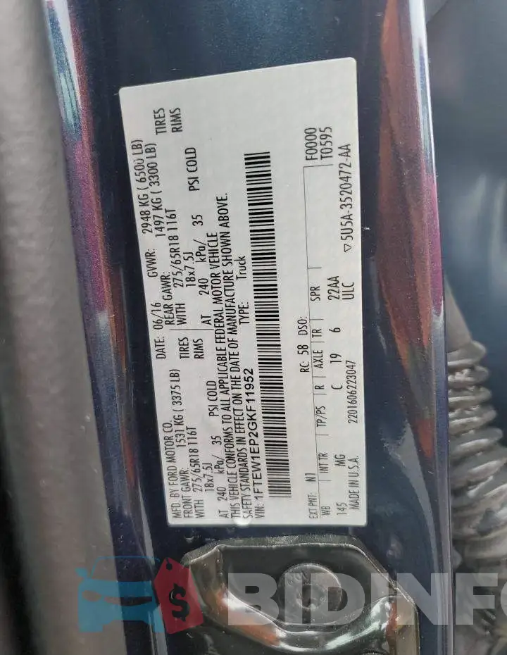 1FTEW1EP2GKF11952 Photo# 12