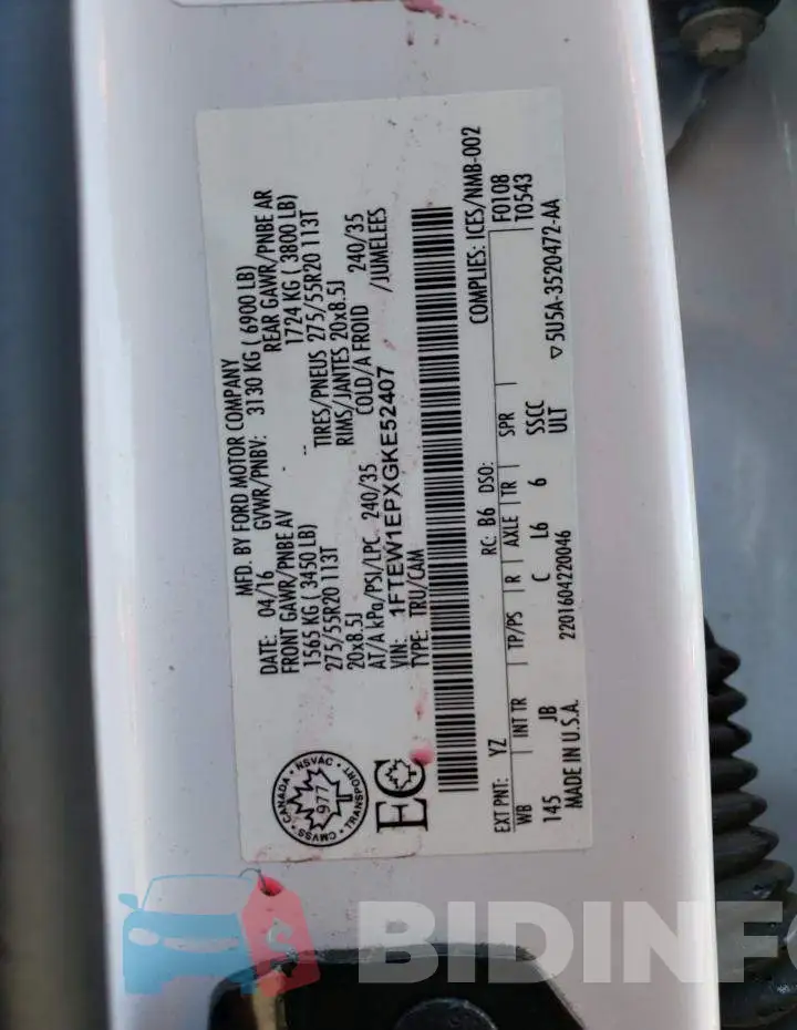 1FTEW1EPXGKE52407 Photo# 12