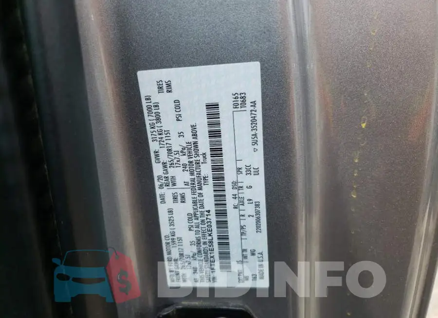 1FTEX1E58LKE03714 Photo# 12