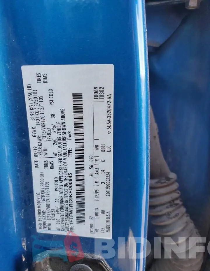 1FTFW1RG9KFD00845 Photo# 12