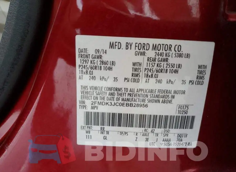 2FMDK3JC0EBB28956 Photo# 13