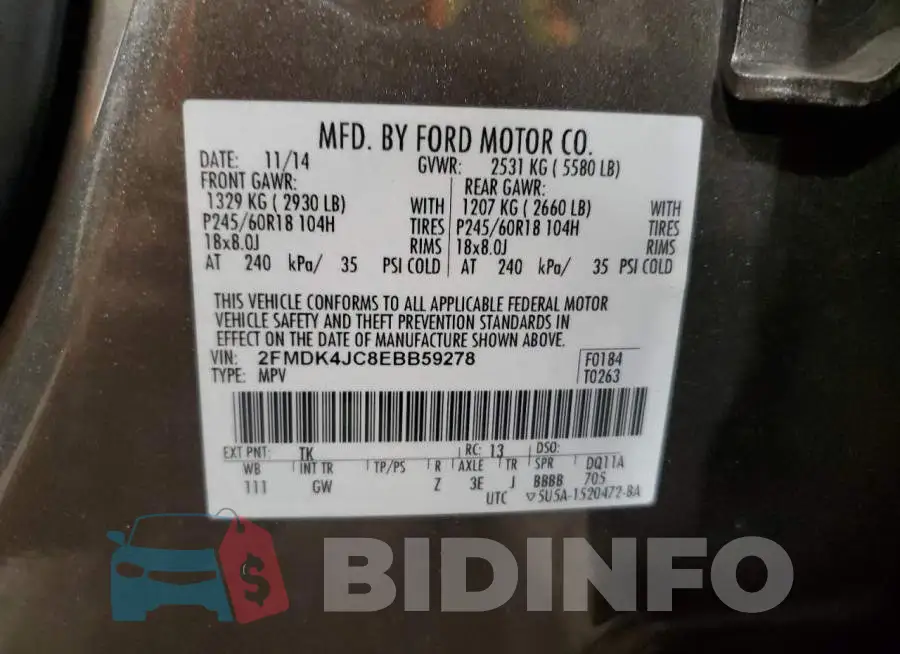 2FMDK4JC8EBB59278 Photo# 12