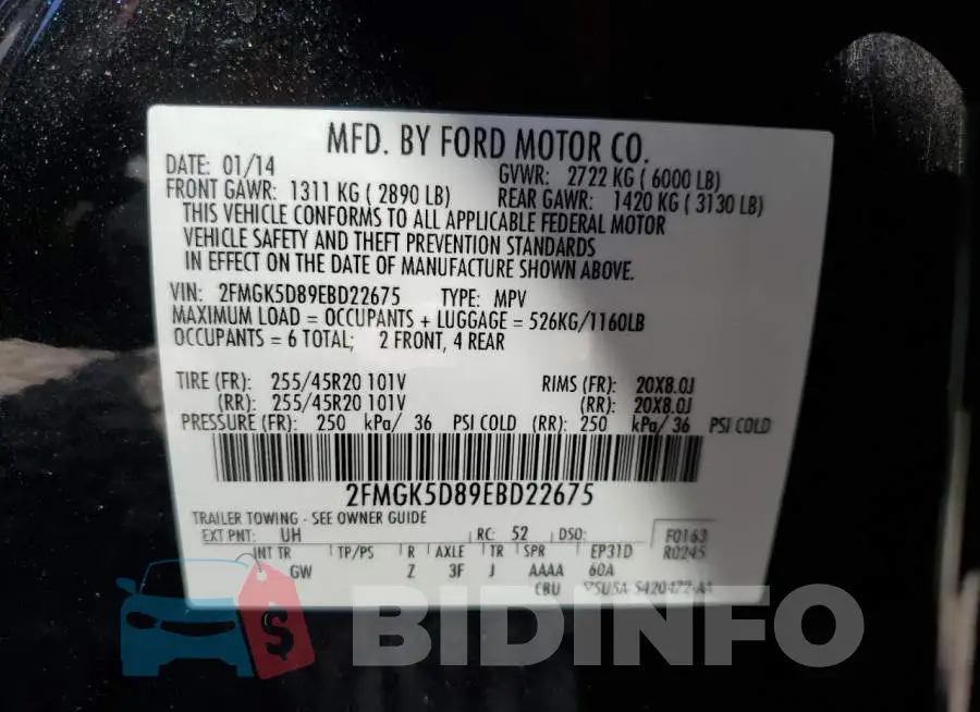 2FMGK5D89EBD22675 Photo# 13