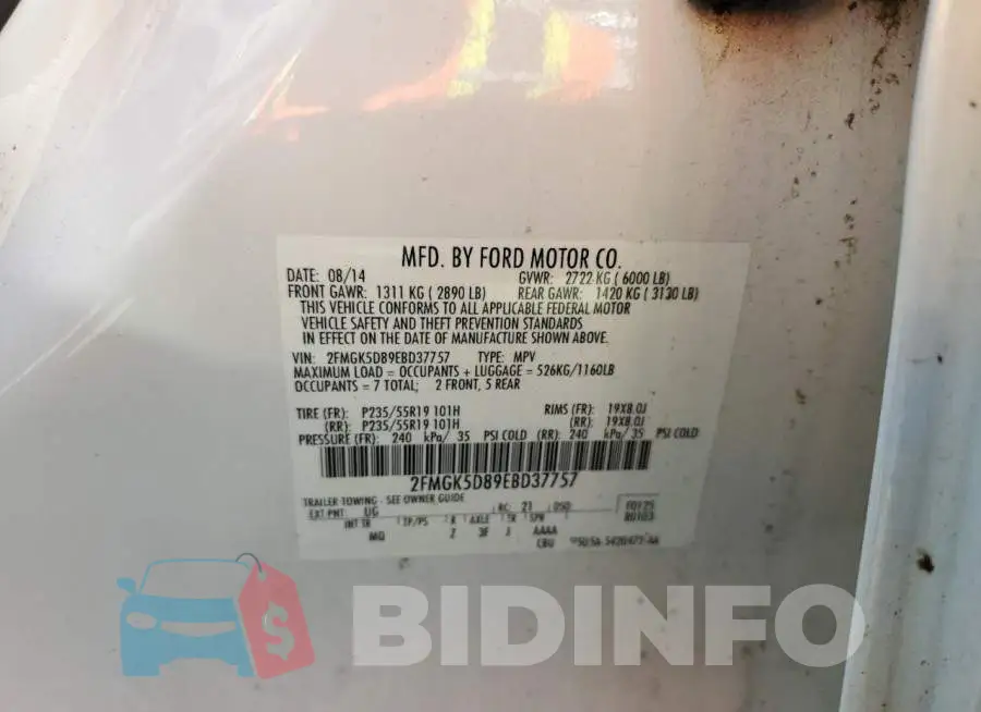 2FMGK5D89EBD37757 Photo# 14