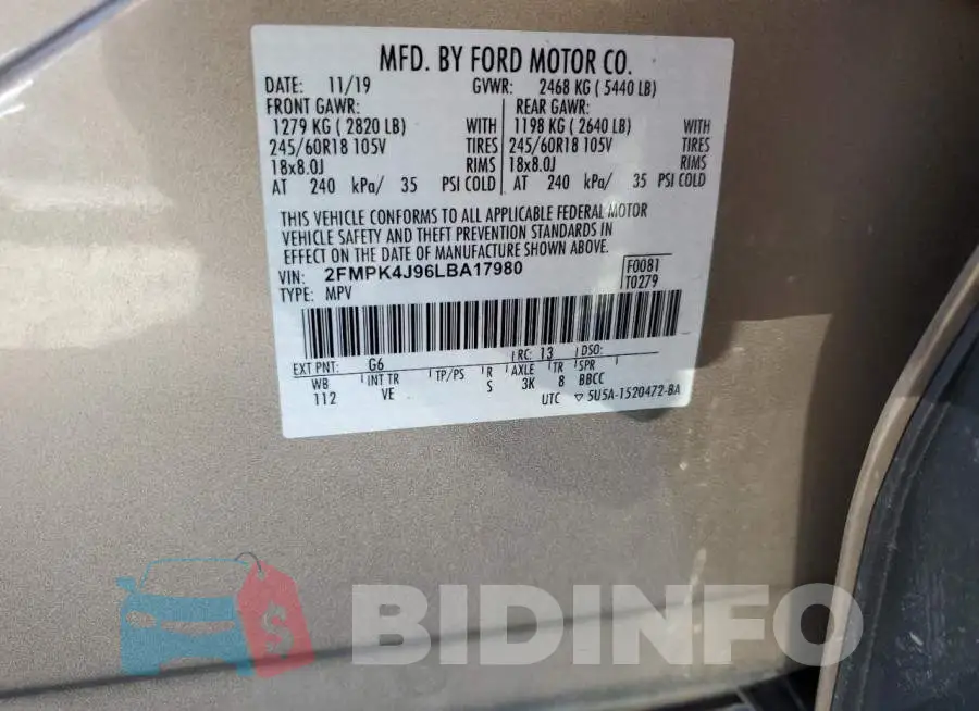 2FMPK4J96LBA17980 Photo# 12