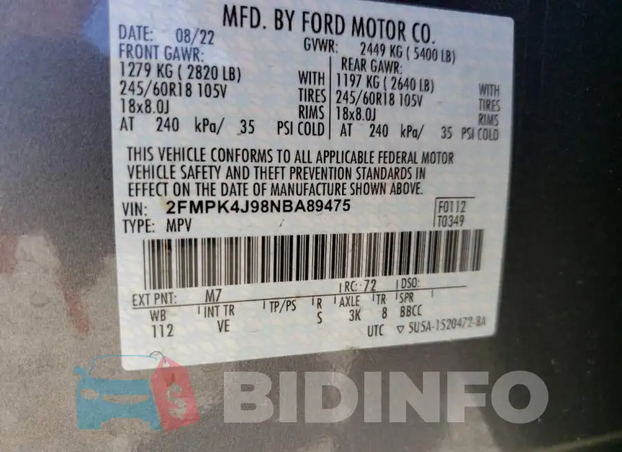 2FMPK4J98NBA89475 Photo# 12