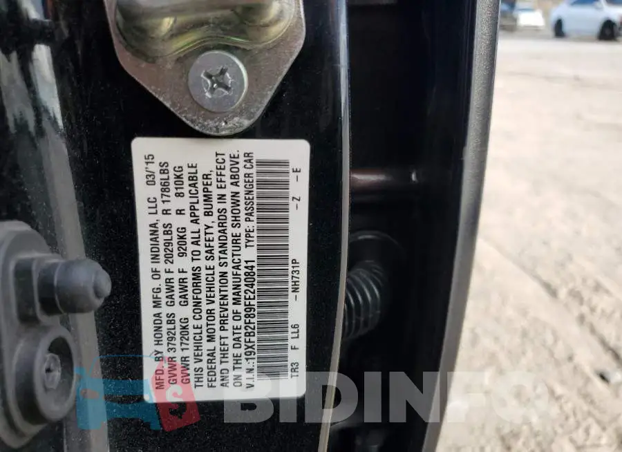 19XFB2F89FE240841 Photo# 12