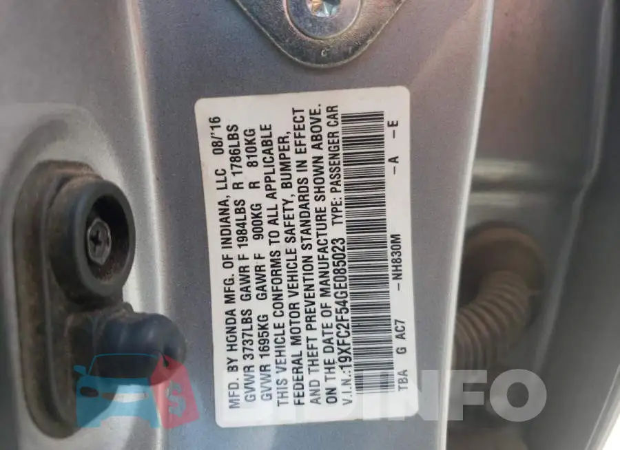 19XFC2F54GE085023 Photo# 12