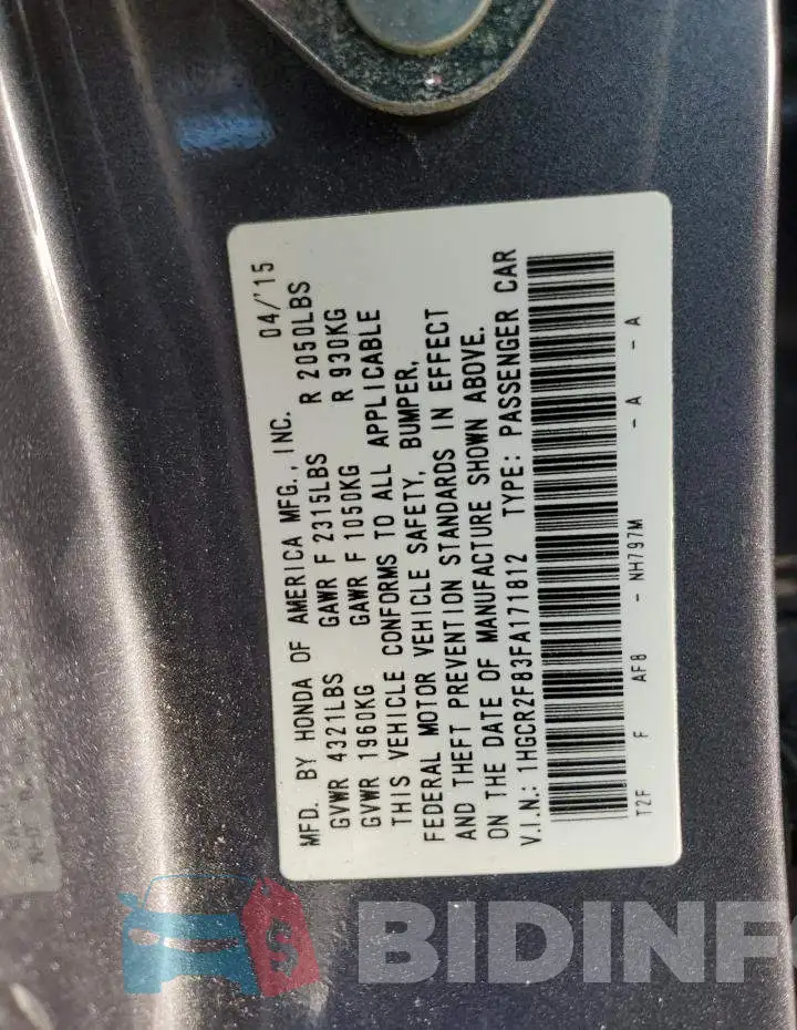 1HGCR2F83FA171812 Photo# 12